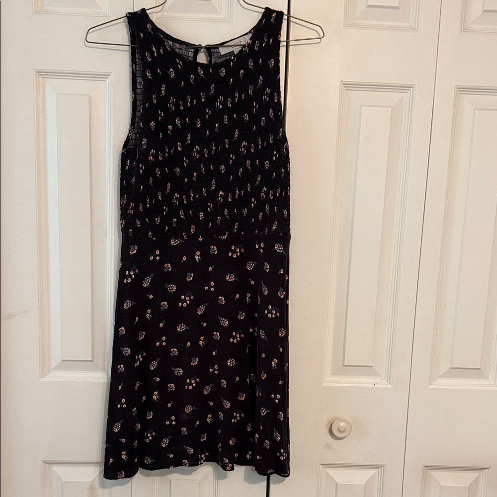 LOFT Navy Floral Sun Dress 6P